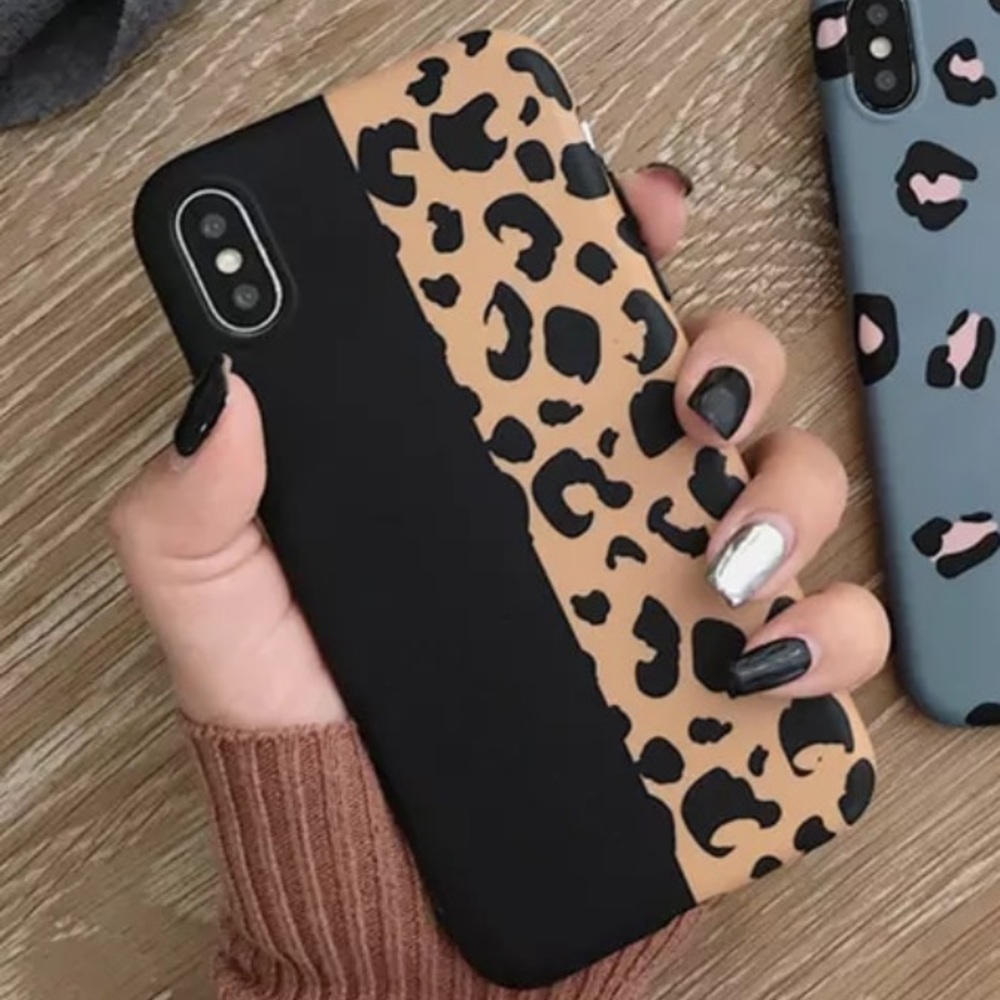 New Leopard Print Black Tan iPhone X Phone Case